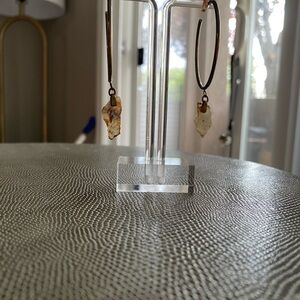 Brass hoops with natural stone dangle. New-never worn. By Twisted Silver/Utah.